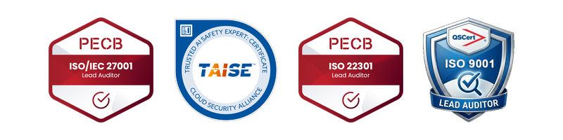 Badge TAISE ISO 9001 ISO 27001 ISO 22301