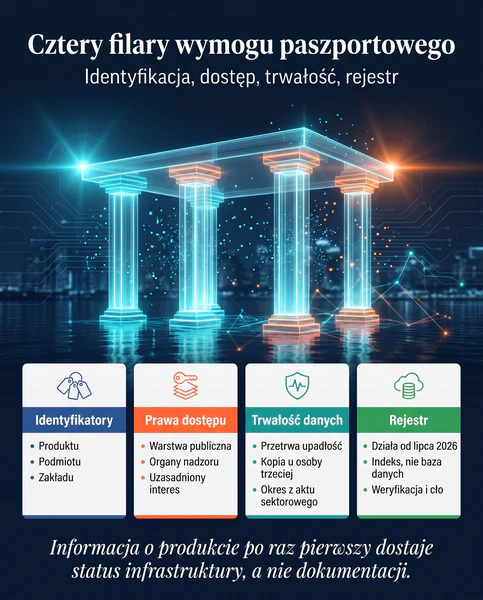Cztery filary wymogu paszportowego: identyfikatory, prawa dostępu, trwałość danych, rejestr UE