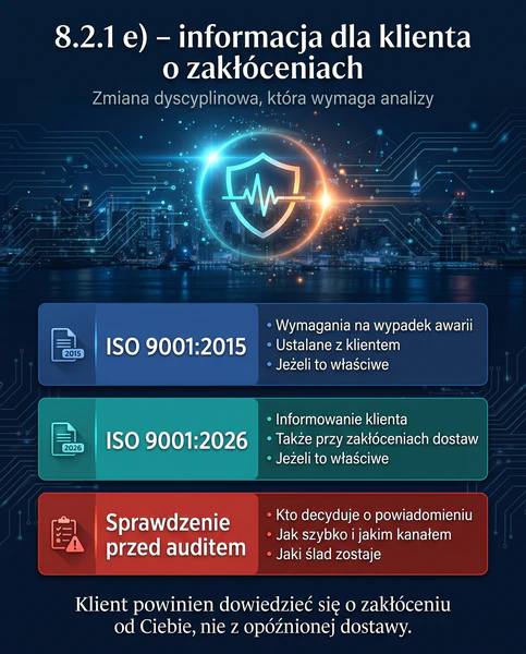 Przypadek 3: informacja dla klienta o działaniach awaryjnych w 8.2.1 e)